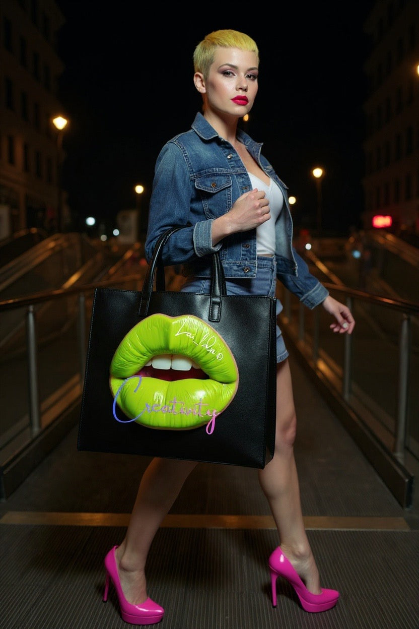 Pre Order : 3D Lips Leather Tote bags by Lai Ldn